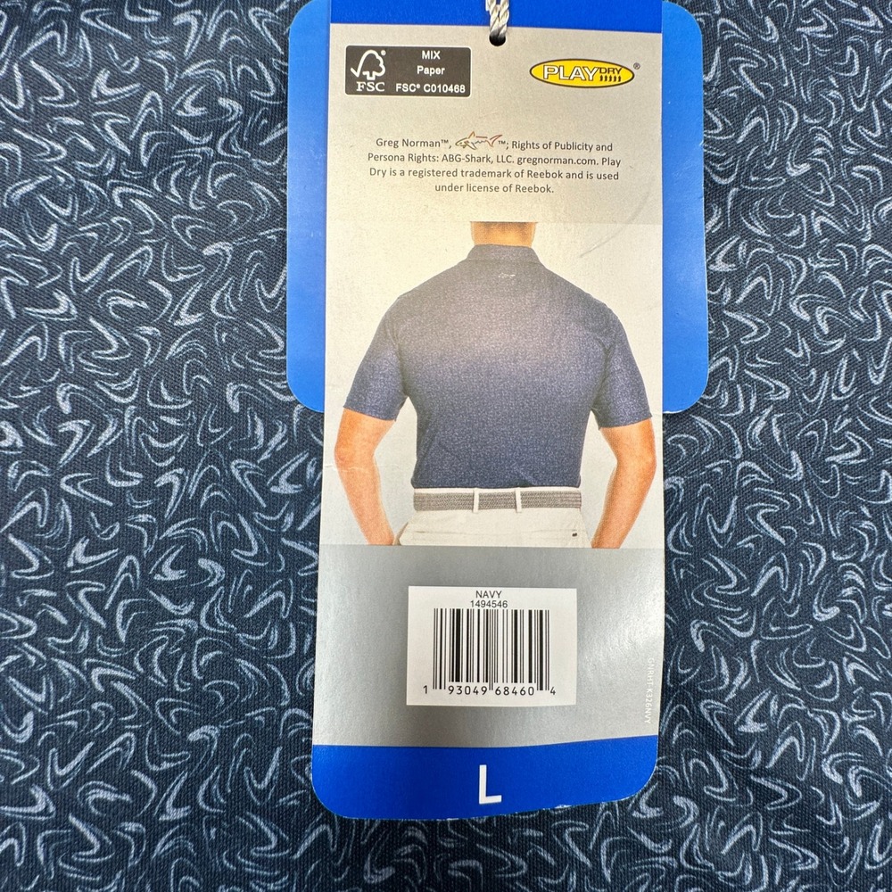 Greg Norman Polo‎ Shirt Mens Large Navy Blue ML75 Play Dry Golf Performance NEW - Picture 8 of 10